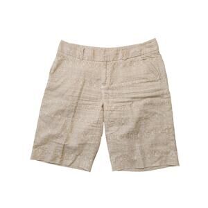 Banana Republic Martin Fit Bermuda Shorts Size 8 Beige Scroll Pattern